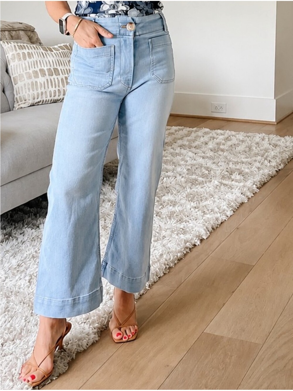Maeve The Colette Wide Leg Patch Pocket Cropped Ankle Jeans Anthropologie Sz 23